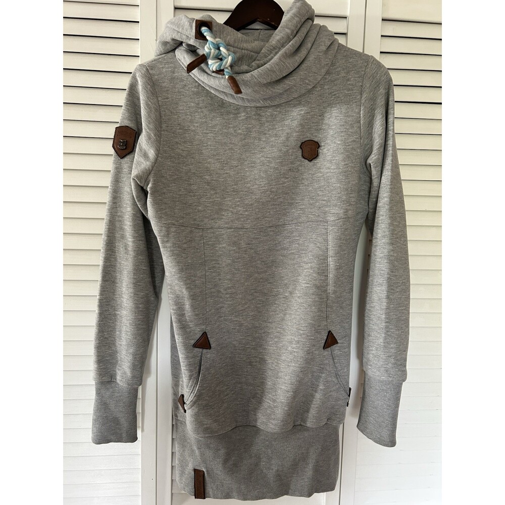 Naketano Brave New World Hoodie Women's Gray Designer Sweatshirt Size M